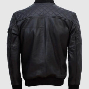 classic black bomber leather jacket for men's