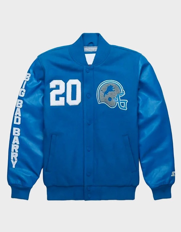 detroit lions barry sanders varsity jacket detroit lions barry sanders varsity jacket