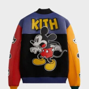 kith x disney mickey & friends wool black varsity jacket
