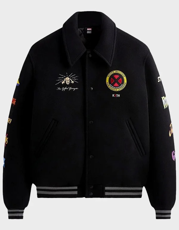 kith x marvel x men black varsity jacket kith x marvel x men black varsity jacket