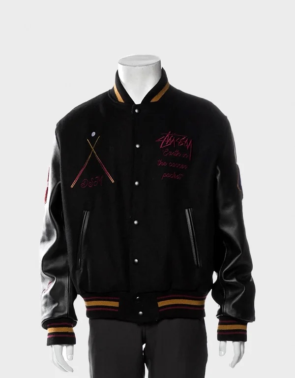 stussy 8 ball black varsity jacket stussy 8 ball black varsity jacket